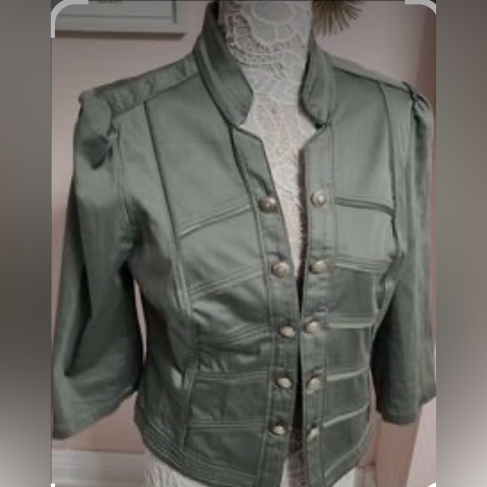 White House Black Market Sage Utility/military buttons Jacket